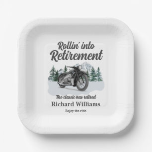 Assiettes En Carton Thème de voyage de retraite moto classique en mouv