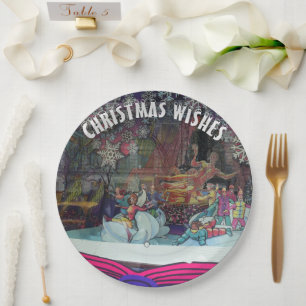 Assiettes En Carton Thème d'hiver des patineurs de glace de Noël