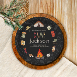 Assiettes En Carton Thème du camping Anniversaire de la fête Plaque pa