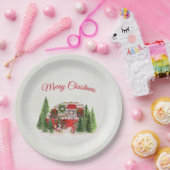 Assiettes En Carton Thème extérieur du camping de Noël Trailer (Fête)