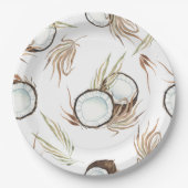 Assiettes En Carton Thème floral et noix de coco tropical hawaïen pour (Devant)