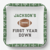 Assiettes En Carton Thème Football Première année en bas Anniversaire (Recto)