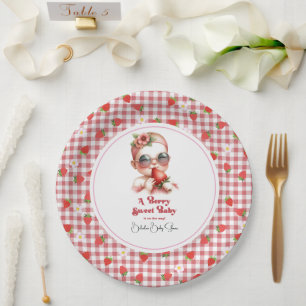 Assiettes En Carton Thème fraise Berry Baby shower sucré