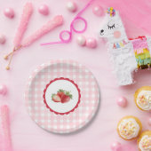 Assiettes En Carton Thème gingham rose-fraise (Fête)