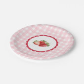 Assiettes En Carton Thème gingham rose-fraise (Angle)