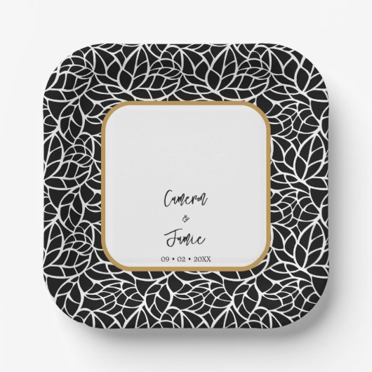 Assiettes En Carton Thème Mariage botanique Abstrait (Recto)