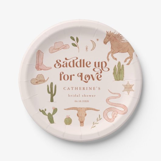Assiettes En Carton Thème Mariage Rustique Occidental (Devant)
