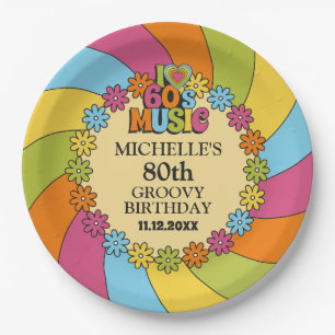 Assiettes En Carton Thème musical rétro des années 60 pour anniversair