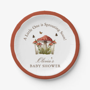 Assiettes En Carton Thème Papillon Champignon Marron pour Baby Shower