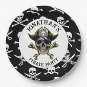 Assiettes En Carton Thème pirate Parti Skull Adulte.Croix Bones (Devant)