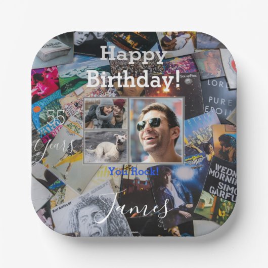 Assiettes En Carton Thème Rock-N-Roll Plaque d'anniversaire - HAMbWG (Recto)