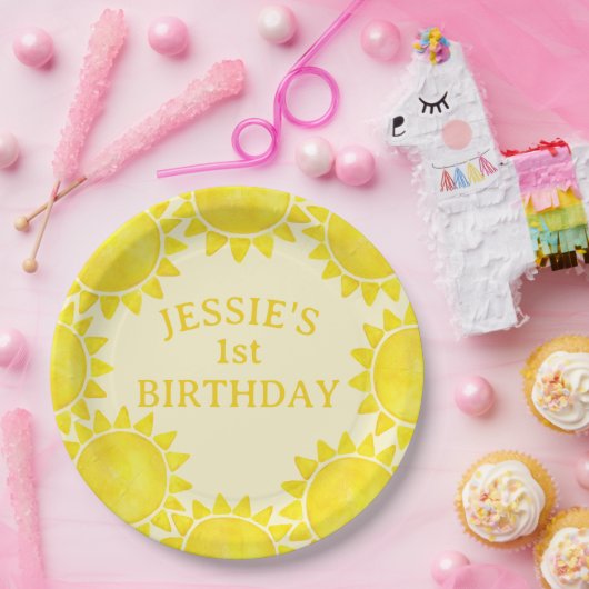 Assiettes En Carton Thème Soleil 1er Plaques Papier Anniversaire - Lit (Fête)
