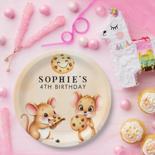 Assiettes En Carton Thème Souris et biscuits Anniversaire Plaque papie (Fête)