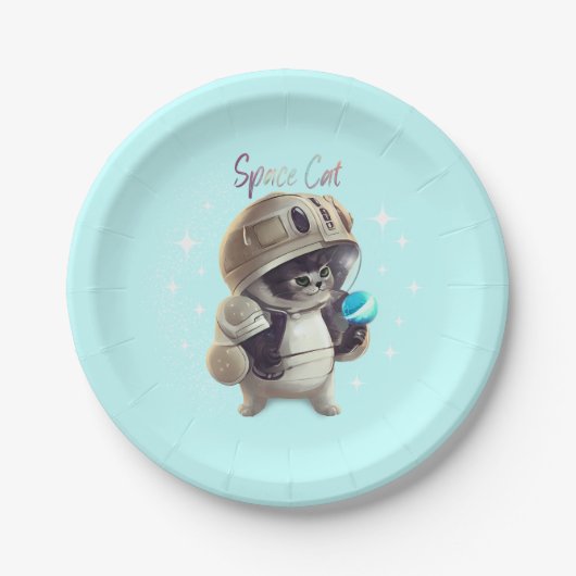 Assiettes En Carton Thème Space Cat (Devant)