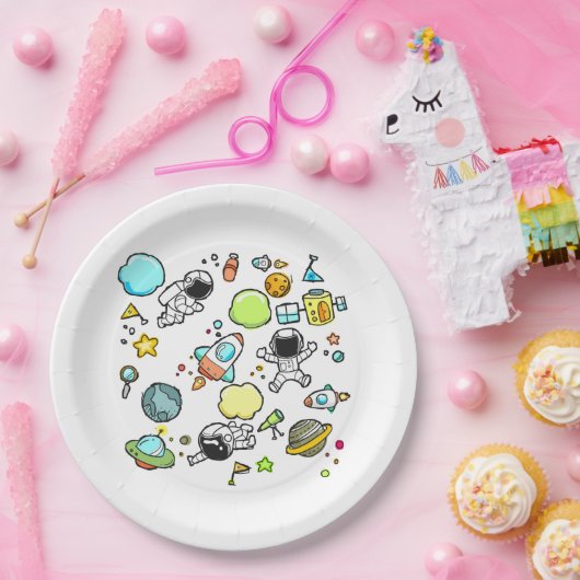 Assiettes En Carton Thème spatial cool - Astronauts & Rocket Ships (Fête)