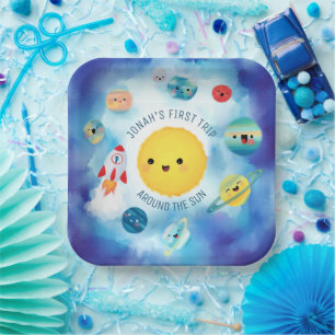 Assiettes En Carton Thème spatial Révolution spatiale 1er anniversaire