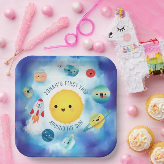 Assiettes En Carton Thème spatial Révolution spatiale 1er anniversaire (Fête)