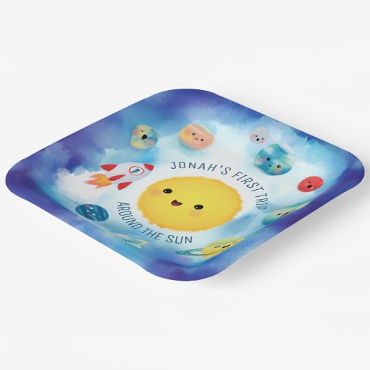 Assiettes En Carton Thème spatial Révolution spatiale 1er anniversaire (Angulaire)