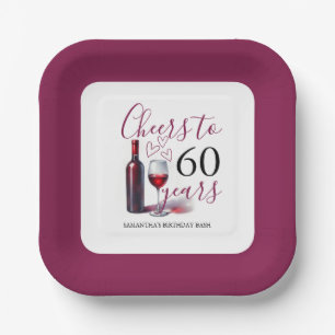 Assiettes En Carton Thème Vin 60ème Anniversaire Plaques Papier