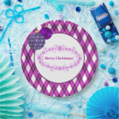 Assiettes En Carton Thème violet et blanc Joyeux Noël (Fête)