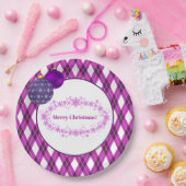 Assiettes En Carton Thème violet et blanc Joyeux Noël (Fête)