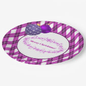Assiettes En Carton Thème violet et blanc Joyeux Noël (Angle)