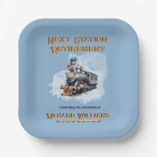 Assiettes En Carton Thème Voyage de retraite Train Vintage Prochain ga