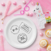 Assiettes En Carton Thème Voyage Passeport Timbre Mariage personnalisé (Fête)