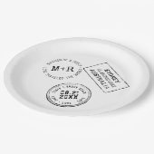 Assiettes En Carton Thème Voyage Passeport Timbre Mariage personnalisé (Angle)