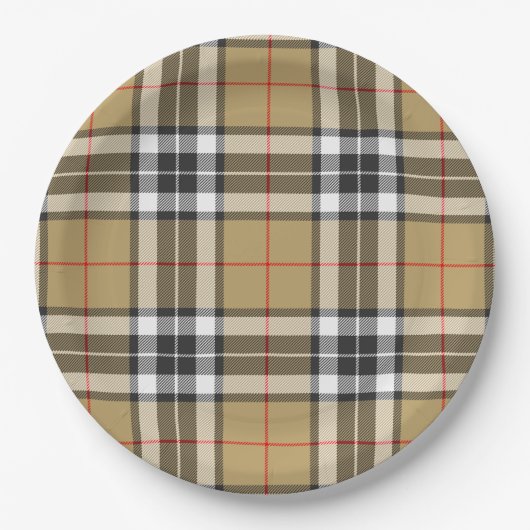 Assiettes En Carton Thomson Camel Tartan Plaid Family Mode Motif (Devant)