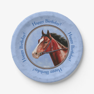 Assiettes En Carton Thoroughbred Horse Racehorse Blue