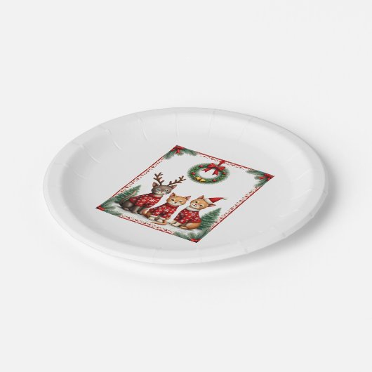 Assiettes En Carton Three Cat Funny Christmas Cat Ugly Xmas Sweater Me (Angle)