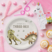 Assiettes En Carton Three-Rex Dinosaur T-rex 3rd Birthday (Fête)