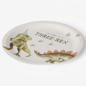 Assiettes En Carton Three-Rex Dinosaur T-rex 3rd Birthday (Angle)
