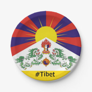 Assiettes En Carton Tibet, Lions des neiges, drapeau tibétain - L'Him