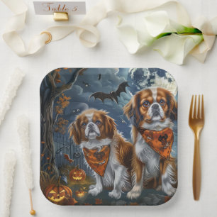 Assiettes En Carton Tibétain Épagneul Halloween Effrayant
