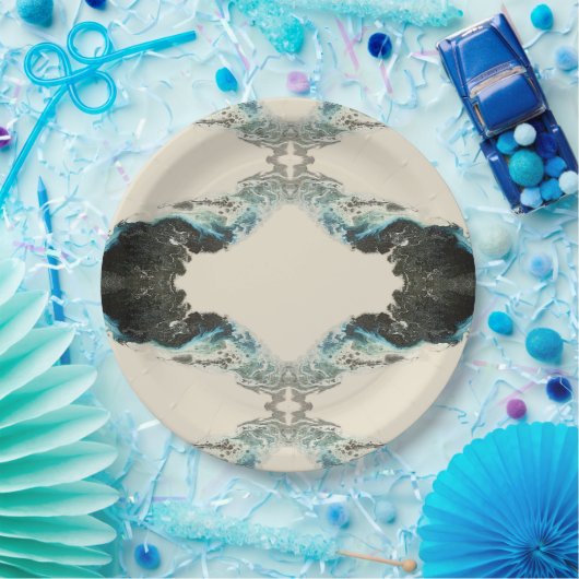 Assiettes En Carton Tidal Echoes — Abstract Fluid Ink Pattern (Fête)