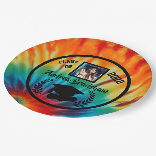 Assiettes En Carton Tie de teinture ronde (Angle)