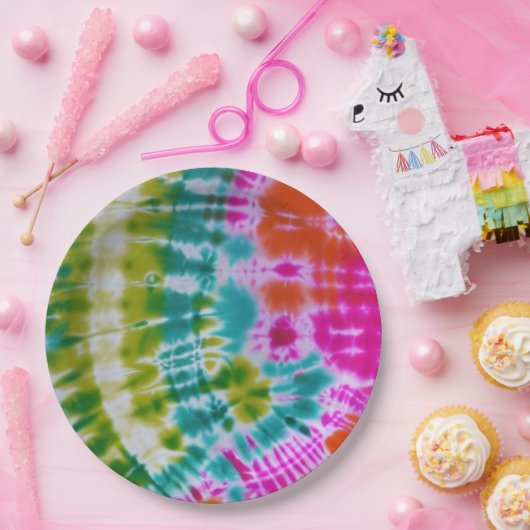 Assiettes En Carton Tie Dye (Fête)
