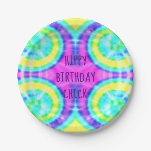 Assiettes En Carton Tie Dye Hippy Plaque papier d'anniversaire (Devant)