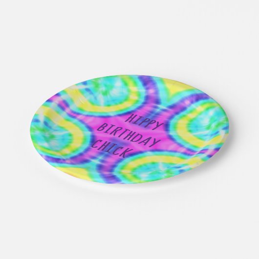 Assiettes En Carton Tie Dye Hippy Plaque papier d'anniversaire (Angle)