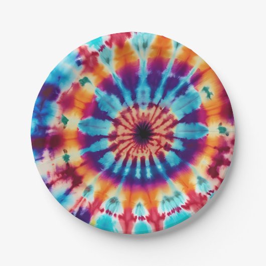 Assiettes En Carton Tie Dye Motif (Devant)