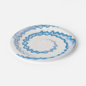 Assiettes En Carton Tie teinture Bleu blanc tourbillon motif (Angle)