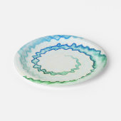 Assiettes En Carton Tie teinture bleu vert blanc tourbillon motif (Angle)