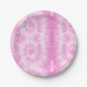 Assiettes En Carton Tiedye rose spirale hippie teint (Devant)