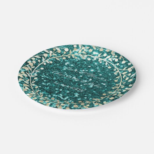 Assiettes En Carton Tiffany Emerald Parties scintillant Foxier Gold Wr (Angle)