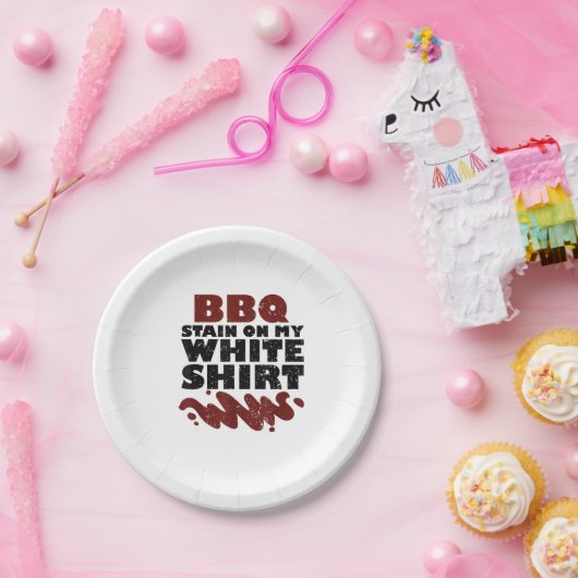 Assiettes En Carton Tige barbecue sur mon blanc (Fête)