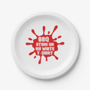 Assiettes En Carton Tige BBQ Sur Ma T Chemise Blanche Drôle Dit Sarcas