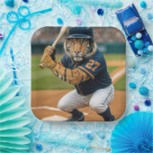 Assiettes En Carton Tiger Baseball Player #27 Up To Bat (Fête)