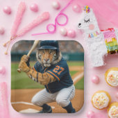 Assiettes En Carton Tiger Baseball Player #27 Up To Bat (Fête)